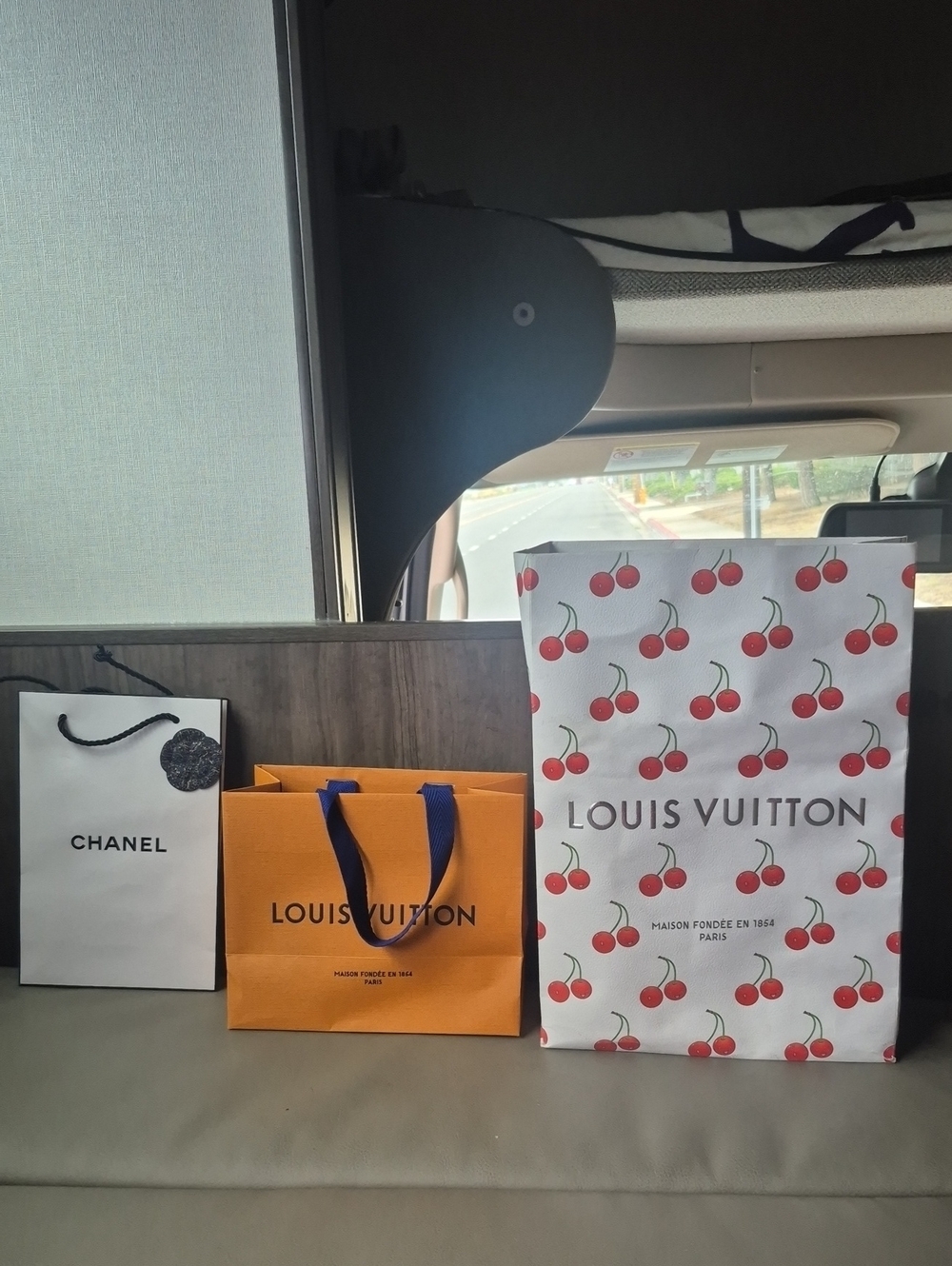 Louis Vuitton Cherry Print Bag - White/Red ++ LV & Chanel Paper Shopping Bags